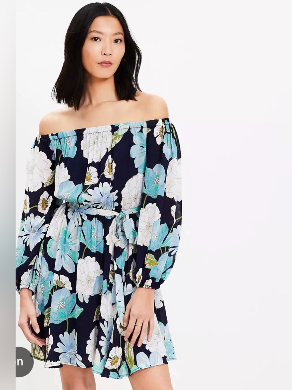 Loft Floral Off The Shoulder Mini Flounce Dress